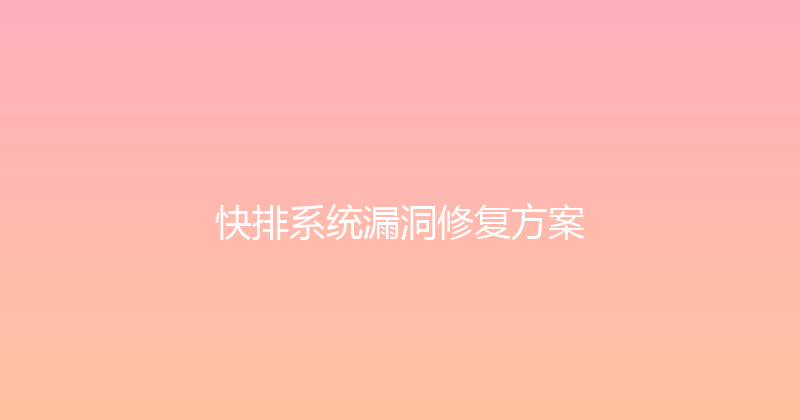 快排系统漏洞修复方案 封面图