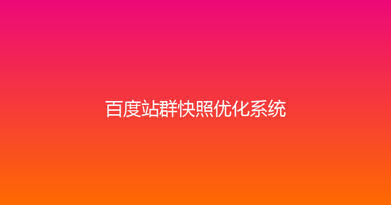 百度站群快照优化系统 封面图