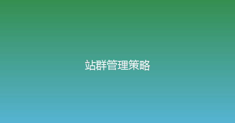 站群管理策略 封面图